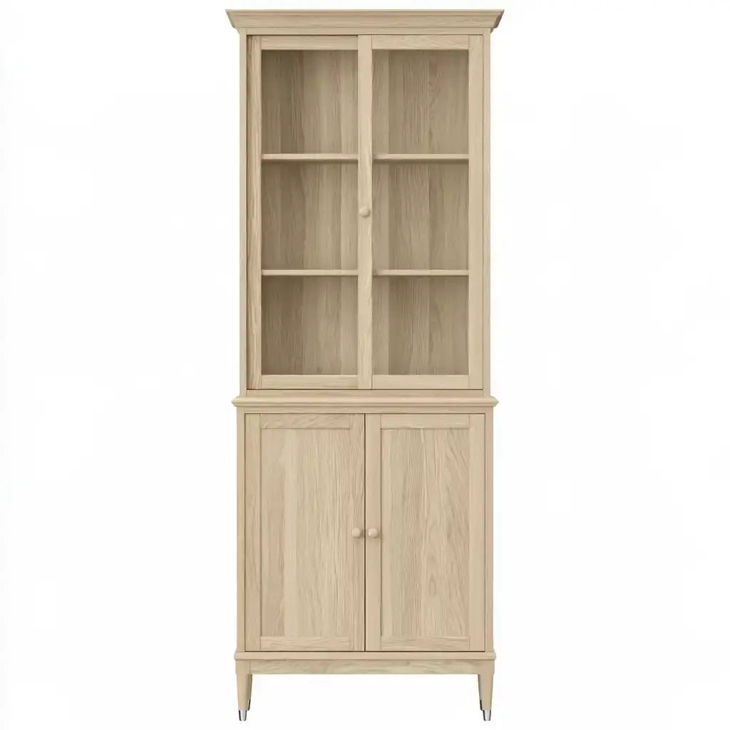 Vitrina estrecha con puertas inferiores - beige