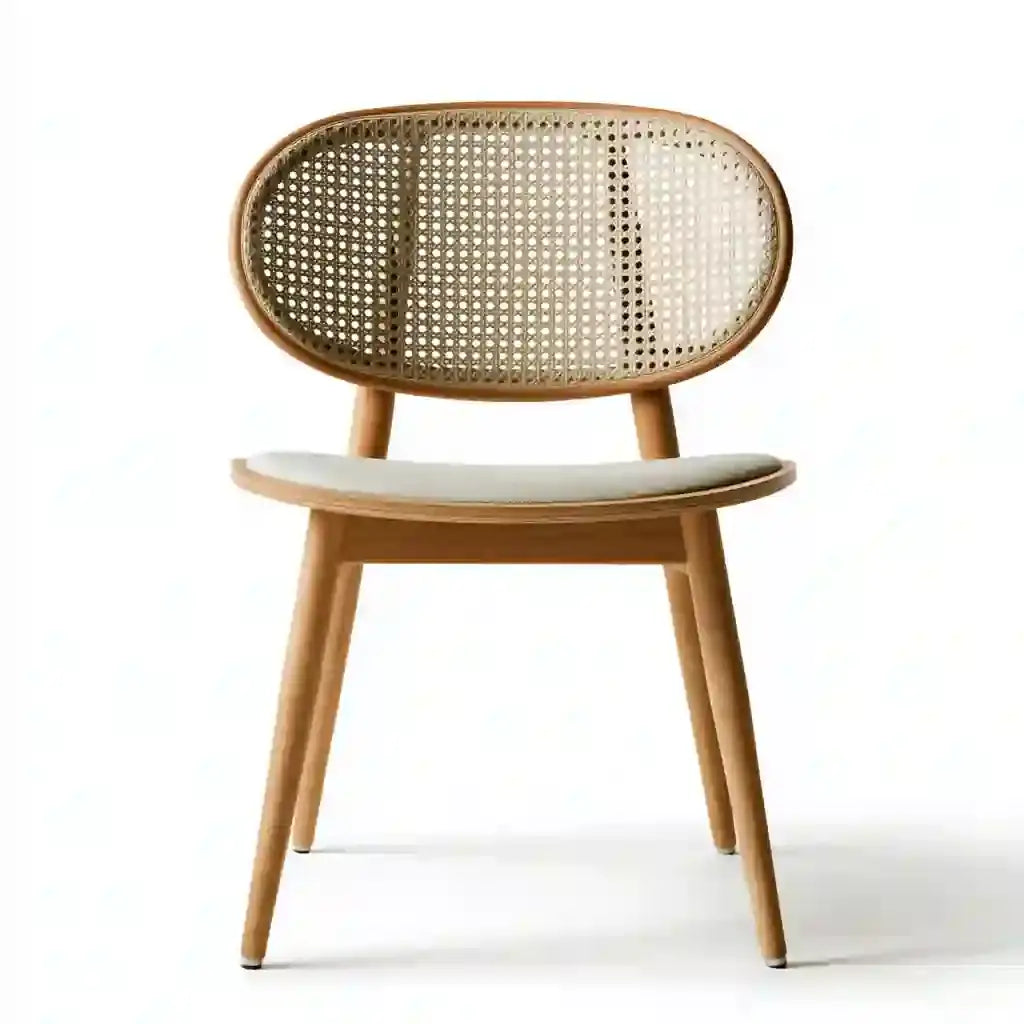 Silla con respaldo ovalado de trama abierta - marrón/beige