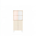 Armario estrecho con módulos superiores - beige/rosa