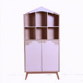 Aparador con forma de casa y puertas curvas - rosa/beige