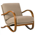 Mecedora con estructura curva y cojines lisos - beige/marrón