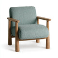 Sillón con brazos rectos y tapizado liso - azul/marrón