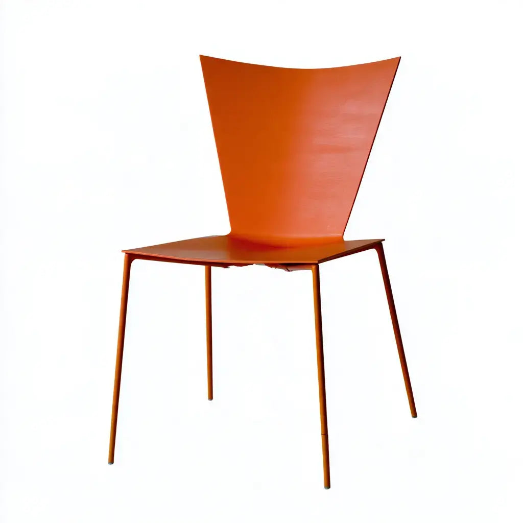 Silla con respaldo trapezoidal y patas finas - naranja
